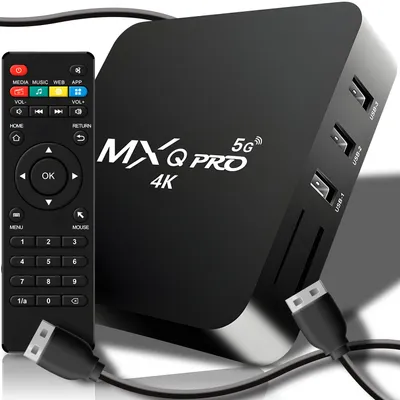 Image de Android TV Box 1/8 Go Télécommande TV, processeur Quadcore 2.4GHz, lecteur multimédia avec résolution Smart TV-Box MXQ PRO 4K et FullHD Retoo