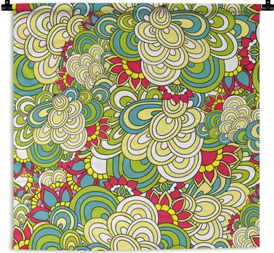 Produktbild von MuchoWow® Wandteppich Wandbehang Muster - Blumen - Frühling 60x60 cm Tapisserie Dekoration Wandtuch - Dekorationen - Wand Decke