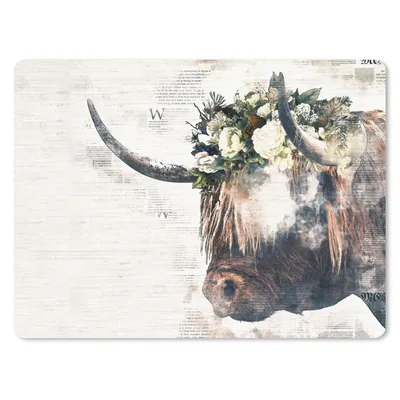 Produktbild von MuchoWow® Mauspad Mousepad Schottischer Highlander - Rauch - Blumen 40x30 cm - Mousepads - Maus Mat - Pad - Mausunterlage - Anti Rutsch