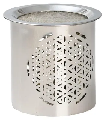 Räuchergefäß Edelstahl Lebensblume 8 cm silber