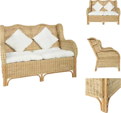 Produktbild von vidaXL 2-Sitzer-Sofa Natur Rattan und Leinen -  Sofas