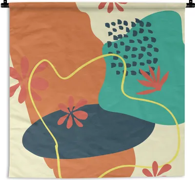 Produktbild von MuchoWow® Wandteppich Wandbehang Sommer - Formen - Pastell 150x150 cm Tapisserie Dekoration Wandtuch - Wohnaccessoires - Modernes
