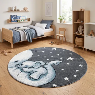 Obrázok produktu pre Homebyhome Detský koberec do detskej izby – moderné vzory pre chlapcov, obdĺžnikový aj okrúhly tvar, mäkký a pohodlný, rozmery: 120 cm (okrúhly)
