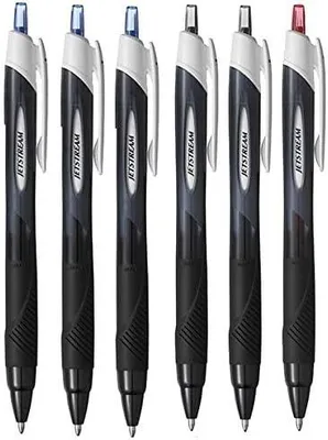 Produktbild von uni balpen Jetstream 1,00 m/m blau - Set mit 6 Stück - Schwarz - Rot