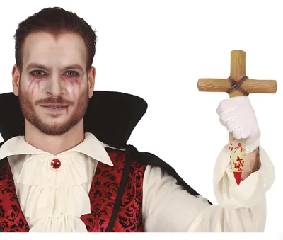 Produktbild von Blutiger Kreuz Pfahl als Spielzeugwaffe für Halloween
