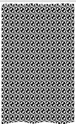 Image de ABAKUHAUS Cercles Rideau de douche étroit, cercles contrastés et carrés, ensemble de décoration de salle de bain en tissu avec crochets, 120 x 180 cm, noir et blanc