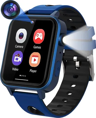 Obrázek produktu pro Topchances Dětské hry Smartwatch, chytré hodinky pro děti s dotykovým displejem, 18 her, fotoaparát, krokoměr, budík, MP3 hudební přehrávač pro děti, chlapce, dívky, Vánoce, narozeniny Tmavě modrá