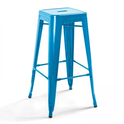 Image de Tabouret de bar en métal brillant bleu - Oviala Indus