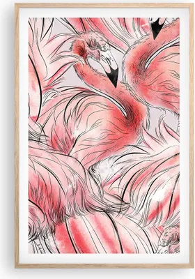 Produktbild von Gerahmtes Poster - Rahmen in heller Eiche - Flamingo Pink Exotik - 61x91,5 cm - Wand Bild - Wanddeko - Wandbilder - Kunstposter - Wandposter - Bilderrahmen - Bilder - Kunstdruck - P2NPA61x91-5070