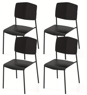 Image de Chaises de salle à manger – Lot de 4 chaises empilables en plastique PP avec pieds en métal