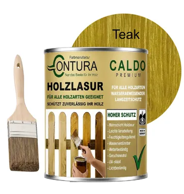 Produktbild von 2,5Liter  - Holzlasur Dickschichtlasur Set + Pinsel 2in1 Dauerschutzlasur Holzschutz Lasur - 05 Teak
