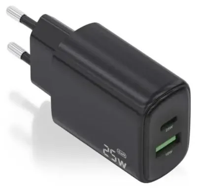 Imagen del producto de Aisens Cargador GaN 25W USB-C PD 3.0 USB-A QC3.0