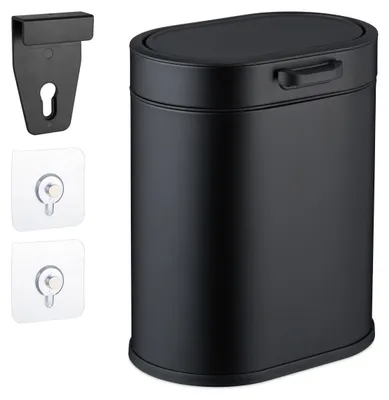 Produktbild von Relaxdays Mülleimer Wandmontage, 5 Liter, Einhängen oder Kleben, Inneneimer, Küchenabfalleimer, Badmülleimer, schwarz, KI-generiertes Bild
