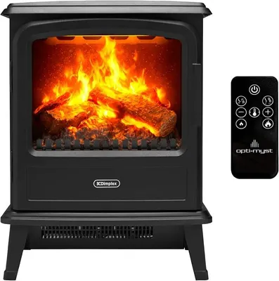 Immagine prodotto di Camino elettrico Evandale - Camino elettrico con riscaldamento e effetto fiamma - 1000W / 2000W - Camino a vapore - Effetto fiamma 3D LED Optimyst - Include telecomando - Nero