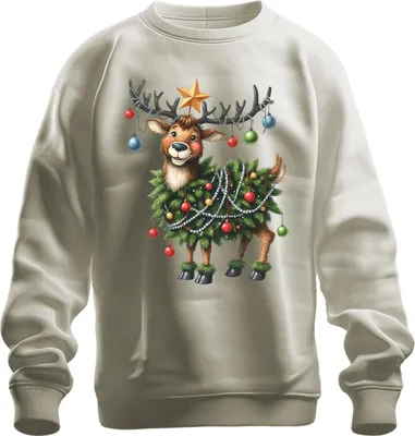 Productafbeelding van Kerstrendier, schattig, grappig, kerstboomornamenten, cadeau, uni, sweatshirt, trui, natuur, maat M