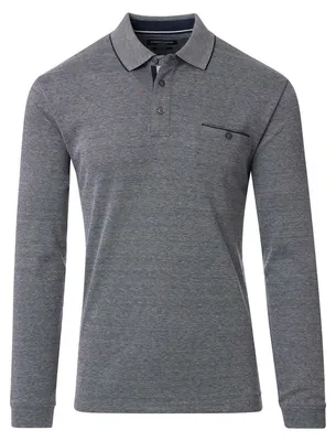 Produktbild von CASAMODA Herren Poloshirt Langarm Polokragen Casual Piqué Blaugrau 4XL