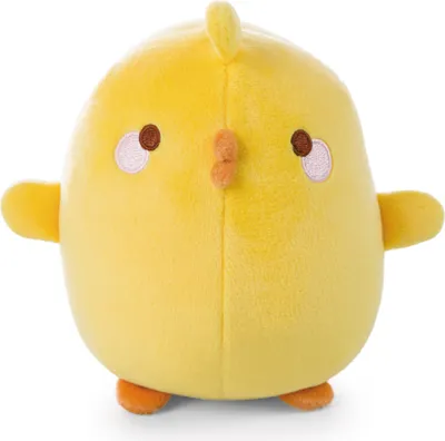 A plush toy chick is shown against a white background.
