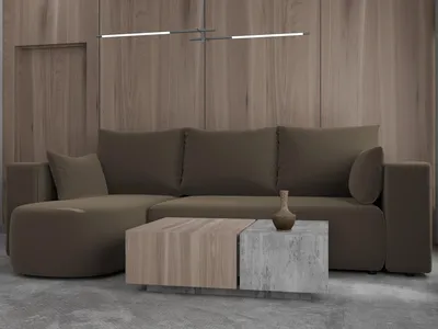 Produktbild von 4ALL HOME Ecksofa mit Schlaffunktion Tivo 246x145 cm - Couch - Sofa mit Bettkasten - Eckcouch - L-Form - Schlaffsofa - Schlafsofa mit Bettkasten - Universal Velo 625 Grau-Braun