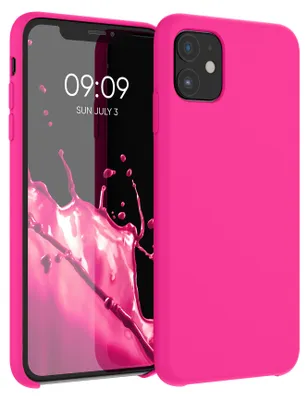 Produktbild von kwmobile Handyhülle für Apple iPhone 11 Hülle - Case Silikon - Kabelloses Laden - Schutzhülle Cover in Neon Pink