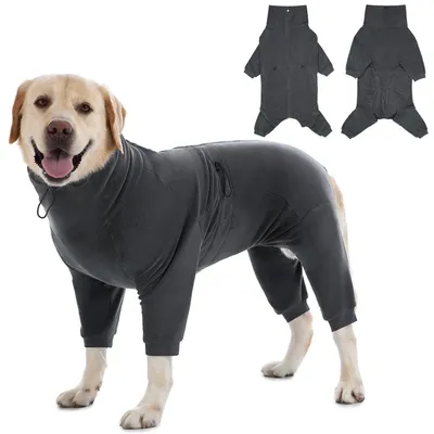 Immagine prodotto di Cappotto per cani con aperture per le zampe, felpa calda, giacca per cani con cerniera, taglia XS, grigio
