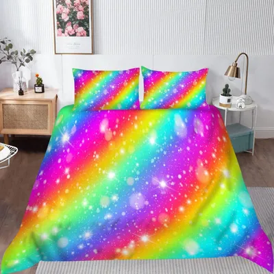 Produktbild von Bettwäsche-Set 3-teilig für Kinder Mädchen 200x200 cm Galaxy Sterne Wolken Mikrofaser Mehrfarbig
