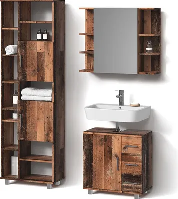 Immagine prodotto di Set di mobili da bagno Livinity Eisak Rovere rustico 3 pezzi, Model 52813