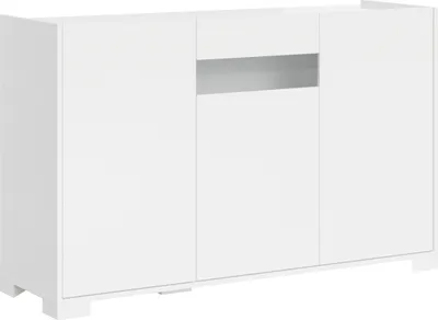 Image de Buffet 3 Portes 130 X 40 X 81 Cm Blanc Brillant