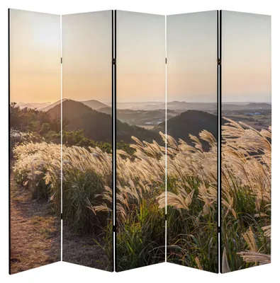 Produktbild von framed concept - Paravent Raumteiler Holz 225x172 cm, 5-teilig einseitig, Sichtschutzwand