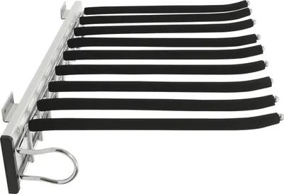 Produktbild von Hosenhalter für Kleiderschrank - Ausziehbarer Hosenauszug - 9 Stangen - Links-Montage - Wandmontage - 46×32,5 cm - Max. 16 kg - Schwarz