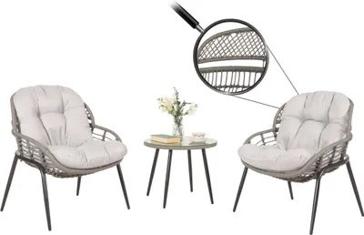 Obrázek produktu pro Set 2 křesílek a stolku HWC-N33 - šedá, čalounění světle šedá