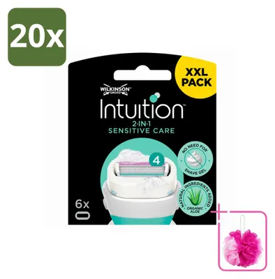 Imagen del producto de 20 hojas de repuesto para afeitadora Wilkinson Intuition Sensitive Care, ideales para pieles sensibles. Pack ahorro, 20 unidades