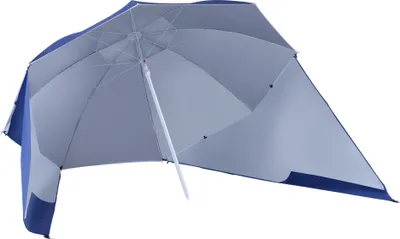 Produktbild von Outsunny 2 v 1 slunečník Beach Umbrella Windbreak Beach Shell Blue Φ210xH222cm