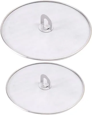 Zdjęcie produktu dla Zestaw 2 osłon, Stal nierdzewna, 25 cm / 33 cm, Z składanym uchwytem, Do gotowania