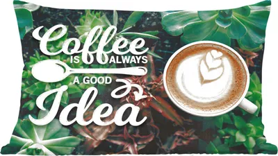 Produktbild von MuchoWow® Zierkissen Sofakissen Wohnzimmer Dekokissen 50x30 cm Zitate - Sprichwörter - Kaffee ist immer eine gute Idee - Kaffee - Wohnzimmerdekoration - Polster mit Photo