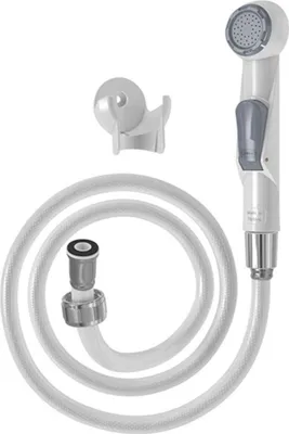 Produktbild von Handbrause für Bidet, mit 120cm weißem Kunststoffschlauch, innerer Aktivierungsknopf | 4028