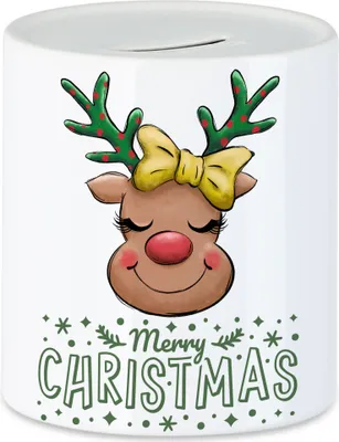 Produktbild von Merry Christmas Spardose Geschenkidee Rentier-Fans Rudolf Süßes Motiv für Weihnachten für Familie Freunde