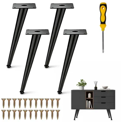 Produktbild von Set aus 4 verstellbaren Möbelbeinen 30,5 cm Schwarz Metall Eckdesign