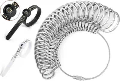 Productafbeelding van Ringmaat Set - Vinger Meetinstrument - Ringen Passen - Meerdere Maten - EU UK USA - Wit