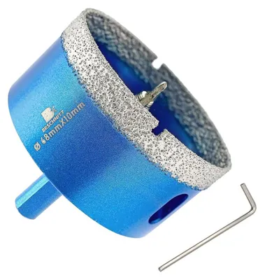 Produktbild von Diamant Fliesenbohrer 68mm mit Zentrierbohrer und Dreiecksschaft für Porzellan, Fliesen, Keramik, Stein, Granit, Marmor
