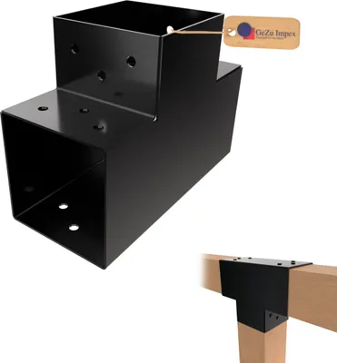Produktbild von GeZu Impex Pfostenecke 3 Balken T-Model 121 x 121 mm Schwarz Pulverbeschichtet