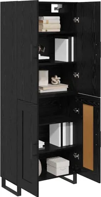 Produktbild von Stabli Highboard 2 Stück Schwarz Eichen-Optik Engineered Wood und Glas - DE343465 - Kommoden