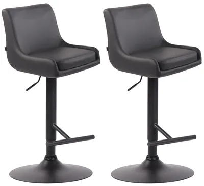 Produktbild von CLP 2er Set Barhocker Club Kunstleder höhenverstellbar und drehbar | Farbe grau Gestell Farbe schwarz