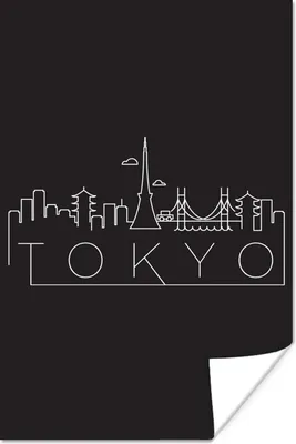 Produktbild von MuchoWow® Poster Skyline "Tokio" weiß auf schwarz 20x30 cm - Papierdruck