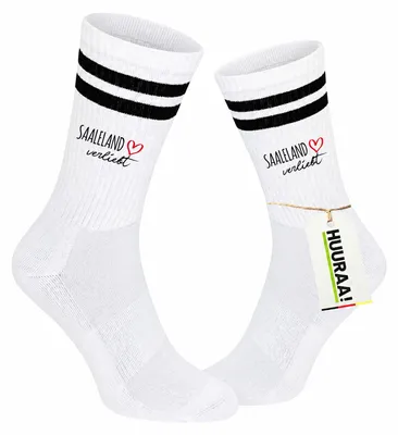 Produktbild von Huuraa Uni Socken Saaleland verliebt 42/46 Black Baumwolle Tennissocken Geschenkidee, KI-generiertes Bild
