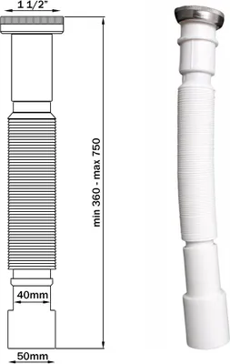 Obrázok produktu pre Univerzálny nastaviteľný sifónový odtok s pochrómovanou maticou 6/4" x 40 / 50 mm