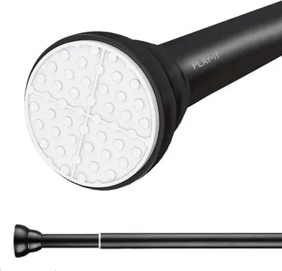 Produktbild von Unyqoos® Spann‑Vorhangstange 167–305 cm – bohrfrei verstellbar, schwarz, Edelstahl & Silikon‑Endkappen, belastbar bis 50 kg