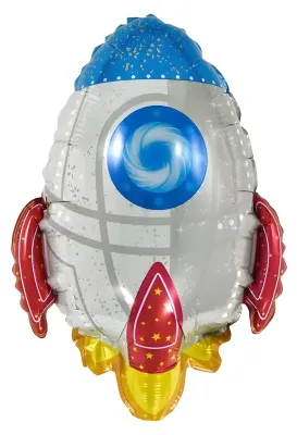 Image de Ballon en plastique motif véhicule, fusée blanche, env. 65*54 cm