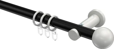 Produktbild von Interdeco Gardinenstange / Vorhangstange Schwarz / Weiß, Typ Platon Luino (Kugel), 20 mm Ø 1-läufig, 480 cm