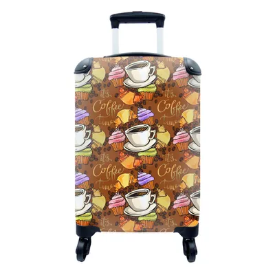 Produktbild von MuchoWow® Koffer Handgepäck Trolley Rollkoffer Kleine Reisekoffer mit 4 Rollen - Kaffee - Croissant - Frühstück - Cabin Size < 55x40x23 cm & 55x40x20 cm - Fotokoffer - Kabinenkoffer - Boardgepäck - Reise-Box - Reisekoffer - Reisegepäck - Koffer mit Bild - Trolley für Kinder