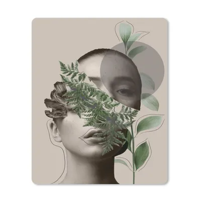 Produktbild von MuchoWow® Mauspad Mousepad Frau - Pflanzen - Abstrakt - Grün 30x40 cm - Mousepads - Maus Mat - Pad - Mausunterlage - Mausmatten